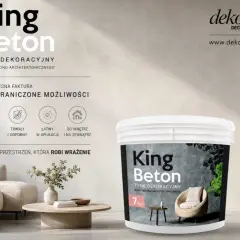 Nowoczesny tynk dekoracyjny King Beton tworzy ciekawe efekty na ścianie, nadając wnętrzu industrialny charakter.