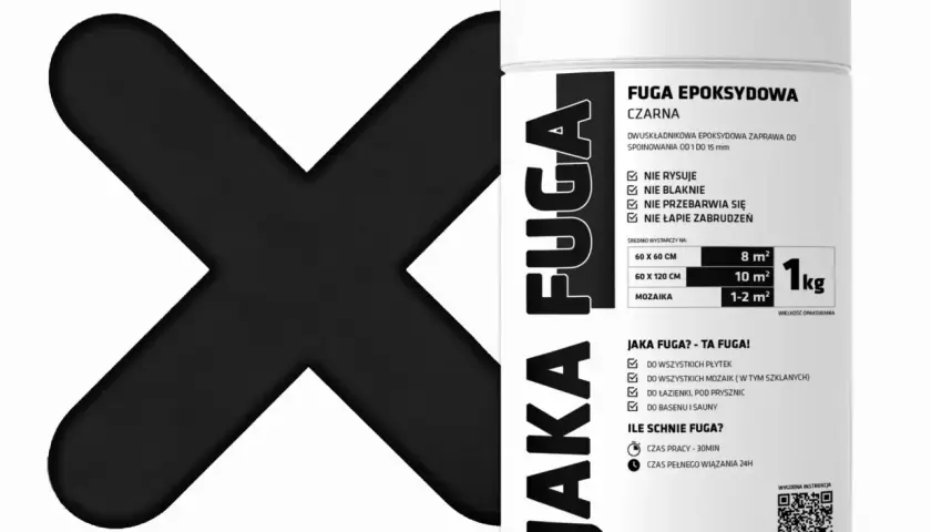 Czarna fuga epoksydowa "Jaka fuga? - Ta fuga!" do płytek, nie rysuje się, nie blaknie. Idealna do łazienki i basenu.