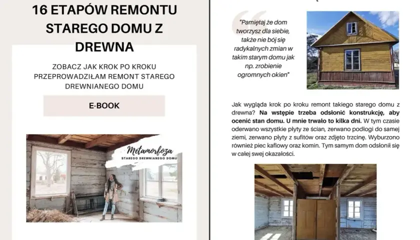 Remont starego domu z drewna: odsłonięcie konstrukcji. Wnętrze po pracach rozbiórkowych, gotowe na dalsze etapy metamorfozy.